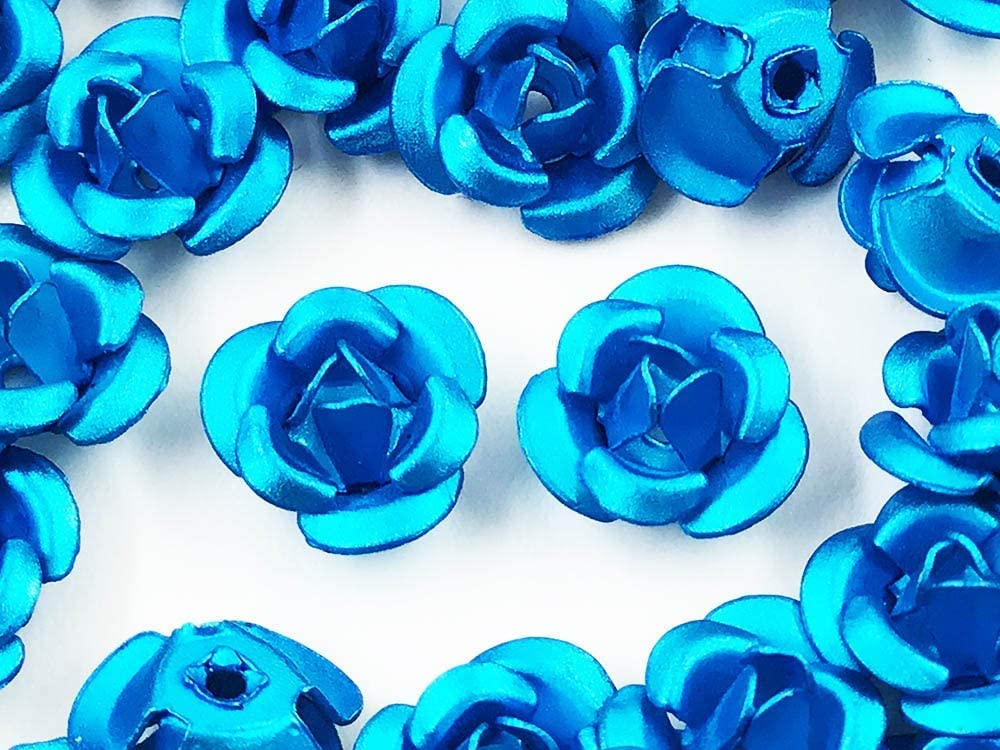 Amazon | エ アルミ薔薇 ライトブルー 7mm 100個 ローズ ハンドメイド