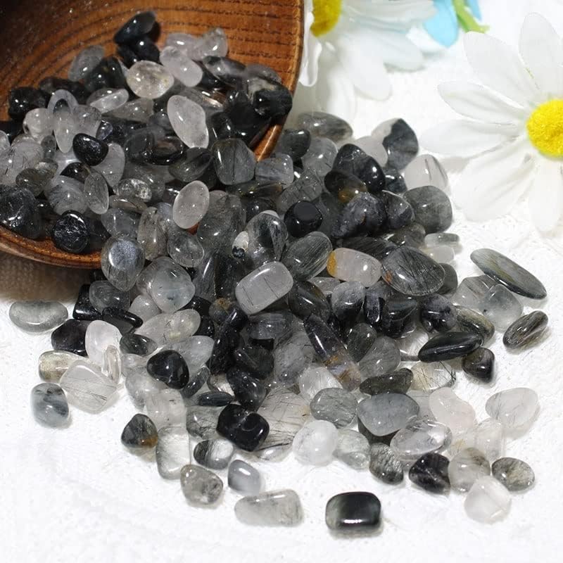 Meditation Home Natural Crystal Tumble Stone Polished Black Rutile Gravel Home Decor (Size : 300g)
