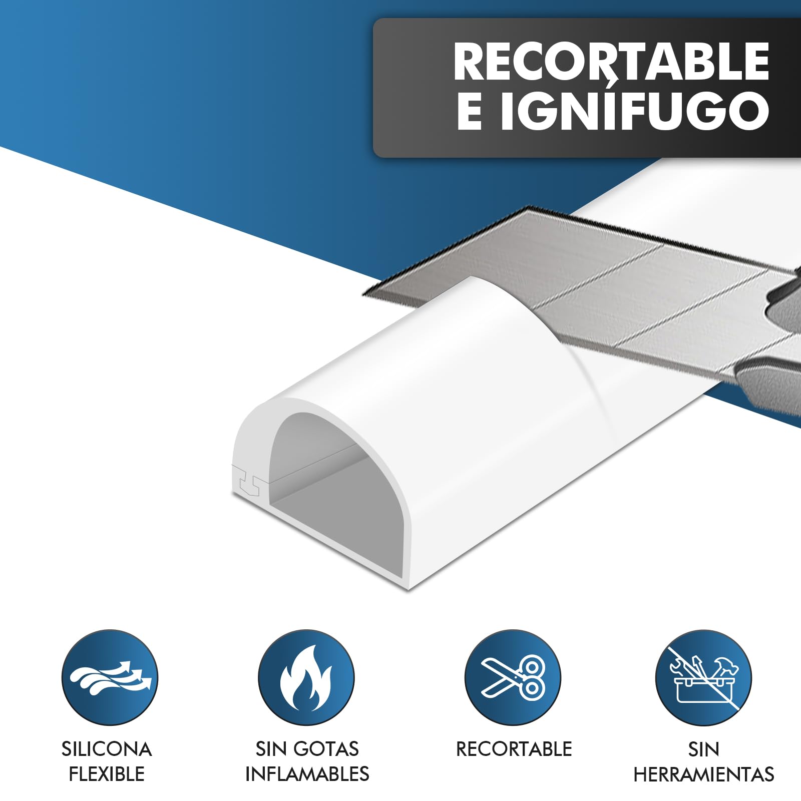 shinfly 1m Canaletas para Cables Blanco, Canaleta Cables Pared Adhesivo para 1 Cable, Esconder Cable Adecuado para la Gestión de Cable en Pared, Suelo y Oficina
