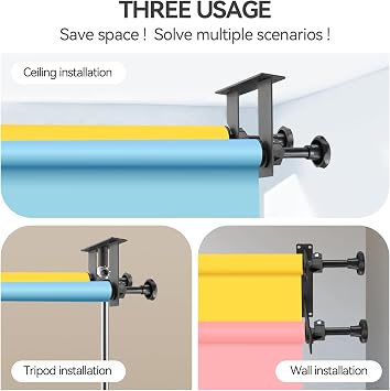 WELLMAKING 2 Roller Electric Backdrop System with Remote for Studio Video | Motorized Support, Wall Ceiling Light Stand Mounting, Wireless Control, Smooth Operation, Live Streaming Gaming Home Setup