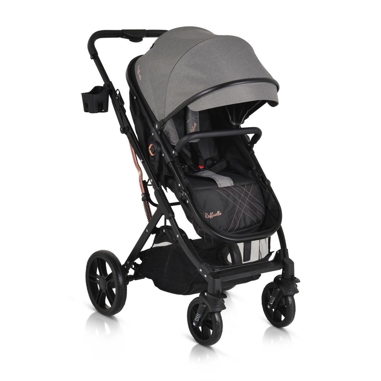 Moni cochecito Rafaello 2 en 1, convertible, asiento deportivo, cubrepiés, bolsa, colores:canoso