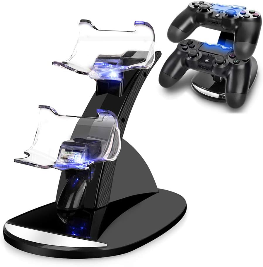 Dual Shock PS4 Charging Station - Twin Charge Docking Station Stand PS4 Charger for Pro/Slim Controllers, Black