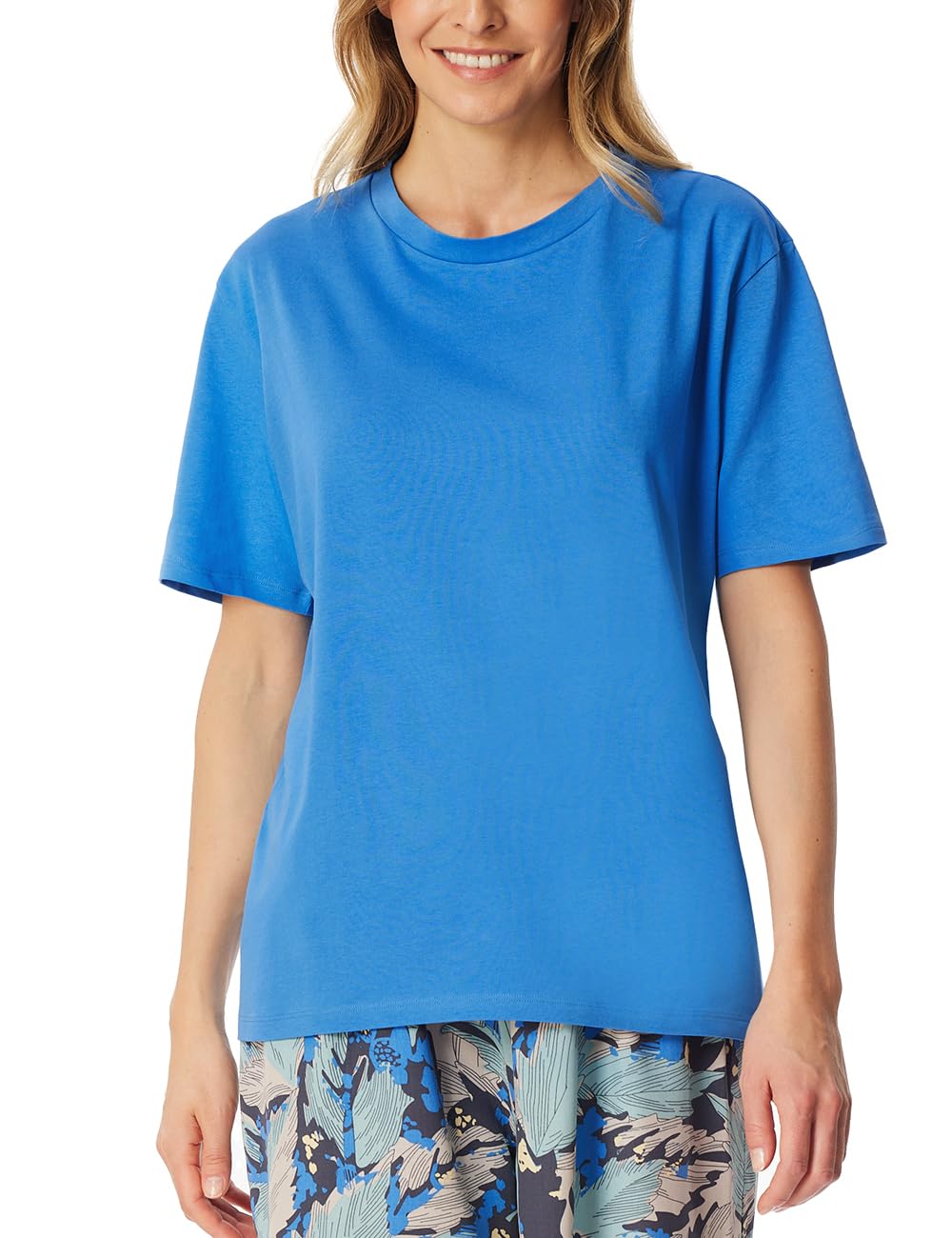 Schiesser Damen Schlafshirt Kurzarm Baumwolle - Mix + Relax Pyjamaoberteil (1er Pack)