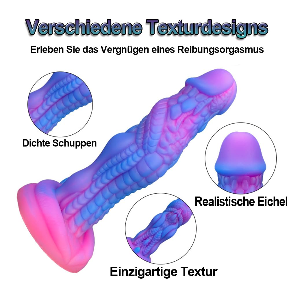 20CM Alien Dildo XXL Anal Dildo Monster Dragon Dildo Groß Fantasy Dildo mit Saugnapf Silikon Dildo Weich Analplug Buttplug Stimulate G-Punkt Prostata Erotisches Sexspielzeug für Frauen Männer
