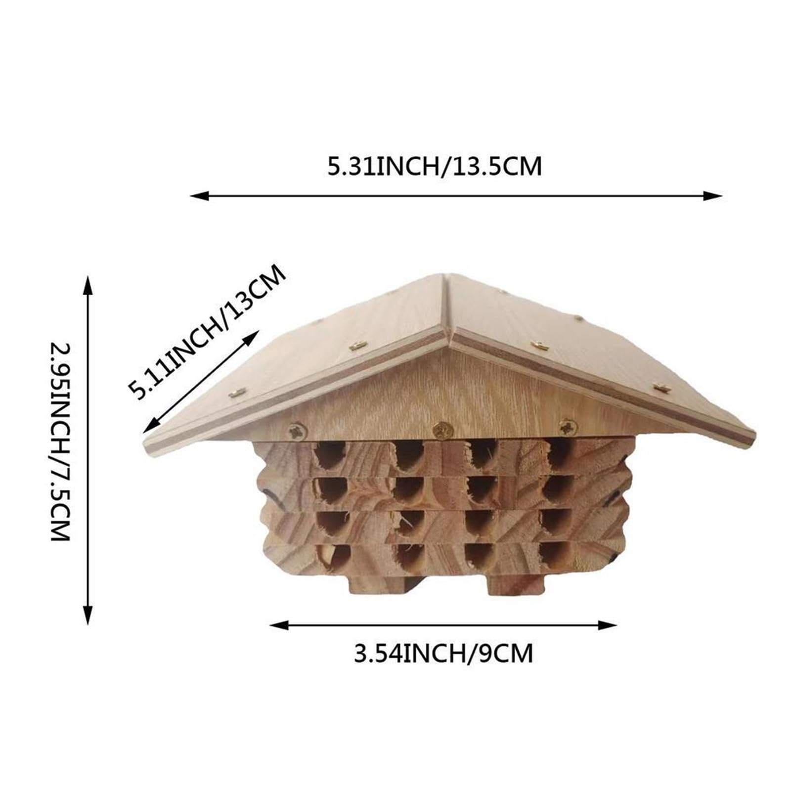 Bee House - Caja de anidación hecha a mano para habitación de abejas que atrae a los polinizadores de abejas pacíficas para mejorar las herramientas de jardín