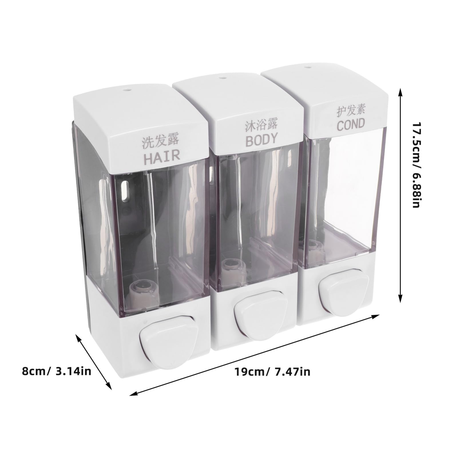 Shampoo Spender mit 3 Kammern 1050ml ABS Wandmontage