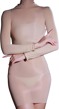 Womens Sexy Bodystocking Dress Sheer Body Stockings Shiny Full Body Stocking Lingerie Dress