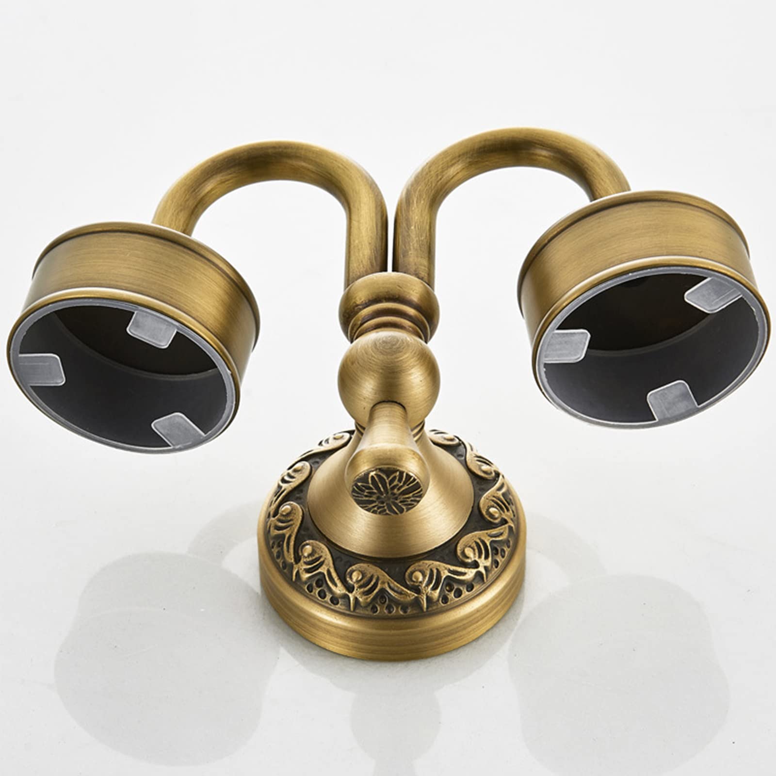 Soporte para Cepillo De Dientes, Cepillo De Dientes De Latón Retro con 2 Tazas De Cerámica, Soporte para Taza De Cepillo De Dientes De Baño Montado En La Pared para Accesorios De Baño