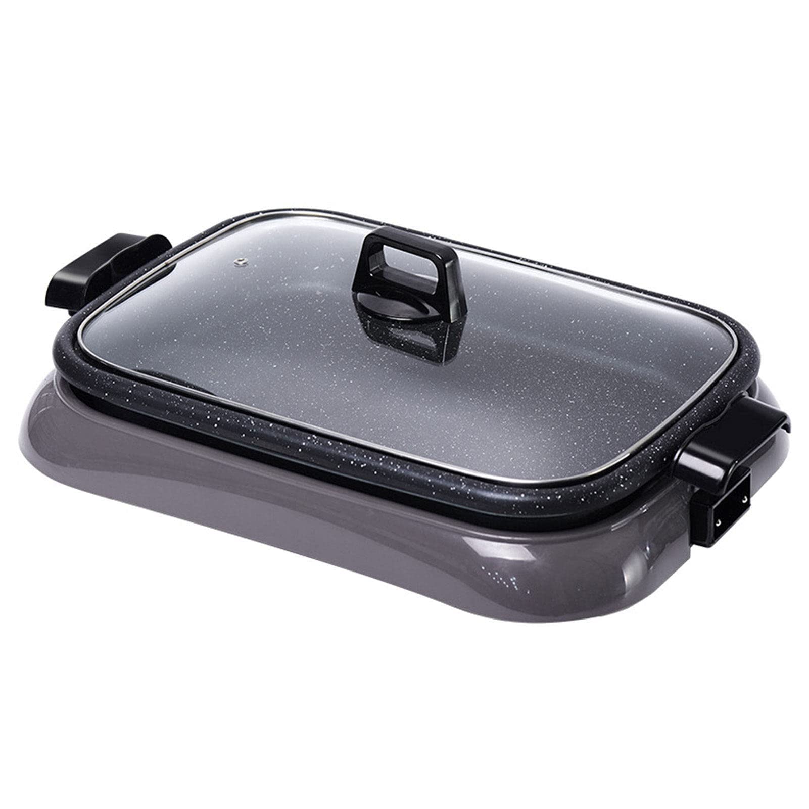 Grill Senza Fumo per Interni, con Coperchio in Vetro Temperato, Piastra Grill per il Controllo Della Temperatura di Balconi Interni, Facile da Pulire, Black