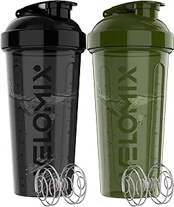 -2 Pack- 28 oz Protein Shaker Bottles for Protein Mixes - 2x Wire Whisk | Leak Proof Shaker Cups for Protein Shakes | Protein Shaker Bottle Pack | Shakers for Protein Shakes-Green&Black