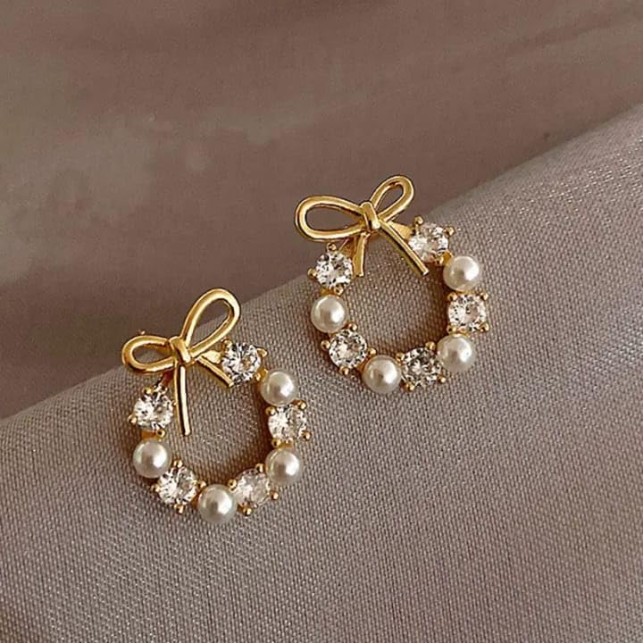Buy Korean Style Pearl Earrings Combo for Women Pack of 3 - Image 5