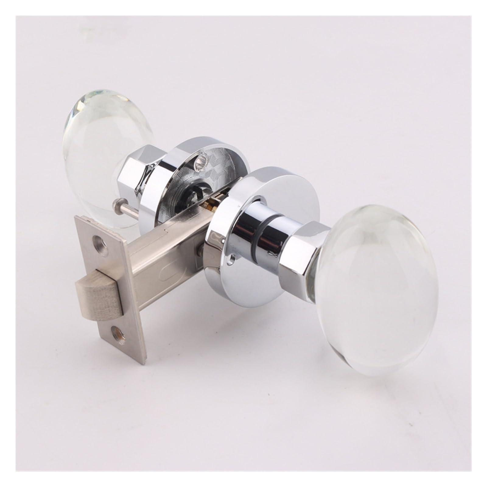 NYRXRYTCA Crystal Glass Ball Lock Golden Light Luxury American Door Lock Wooden Door Bathroom Bathroom Lock Indoor Silent Room Door Lock(112 bright chrome)