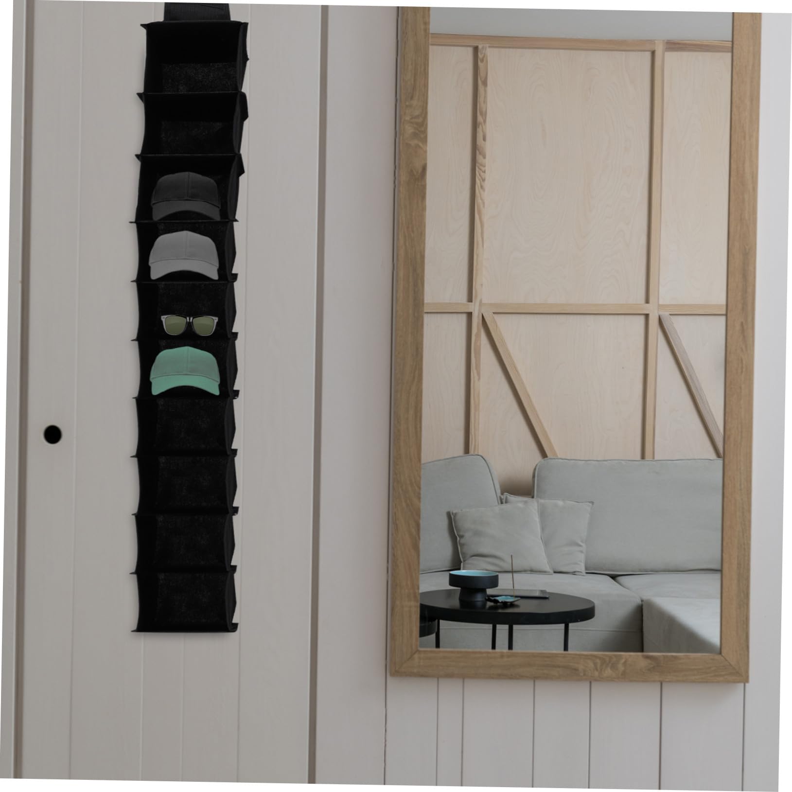 Bolsa Colgante para Armario 10 Rejillas Tela Poliéster Resistente Organizador de Ropa Interior y Calcetines para Dormitorio Uso Doméstico Negro