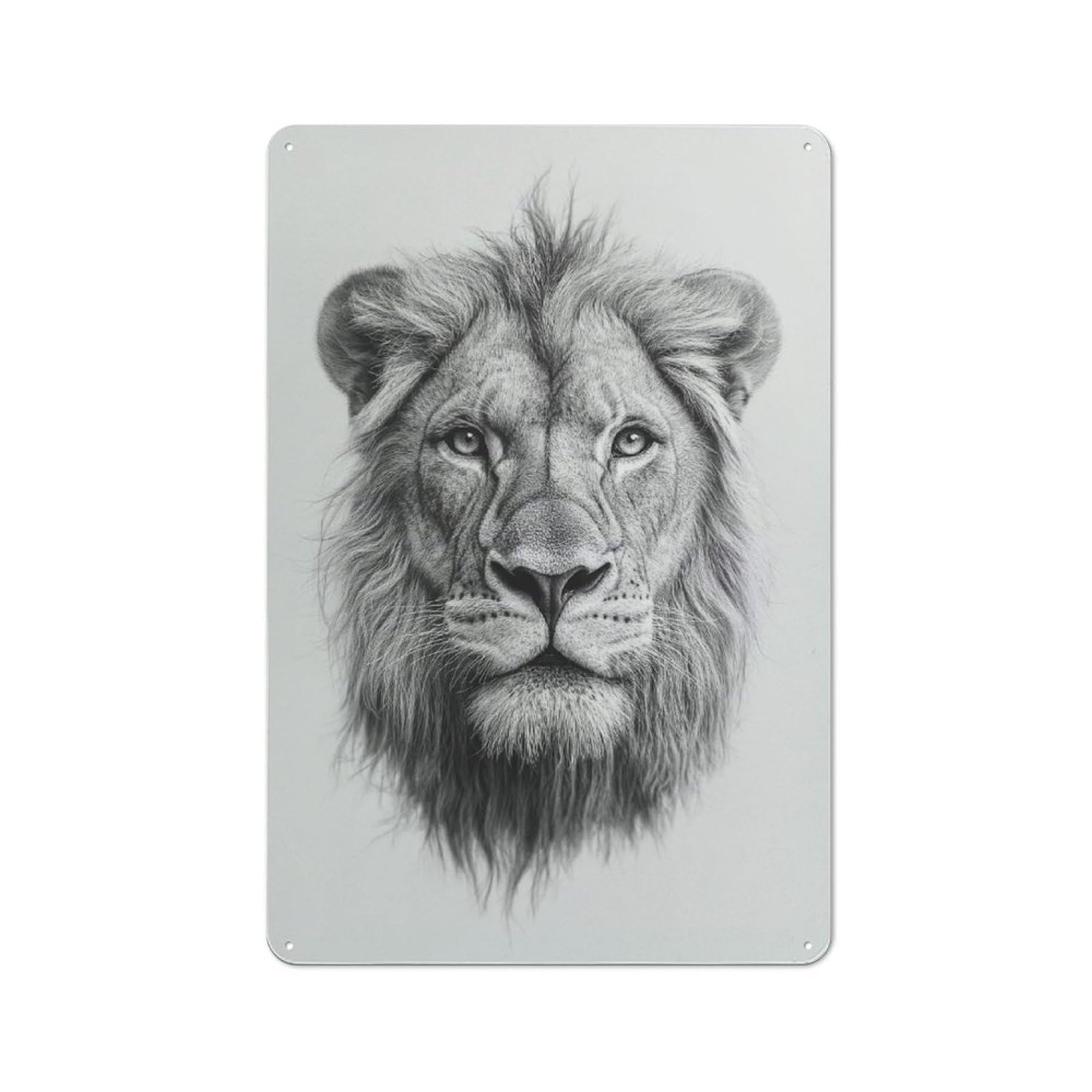 Junmoney Style-11 Retro Lion Portrait Vintage Metal Sign 30X20cm, Small Space Decor For Hallway, Home Bar, Garage Or Study