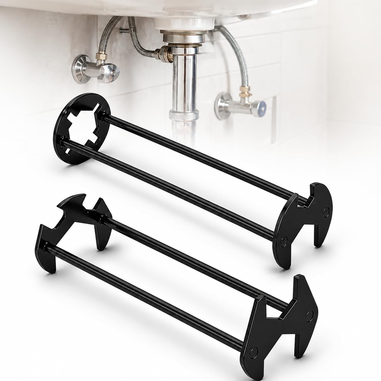 2PCS Basin Wrench, Under Sink Faucet Tool for Tight Spaces