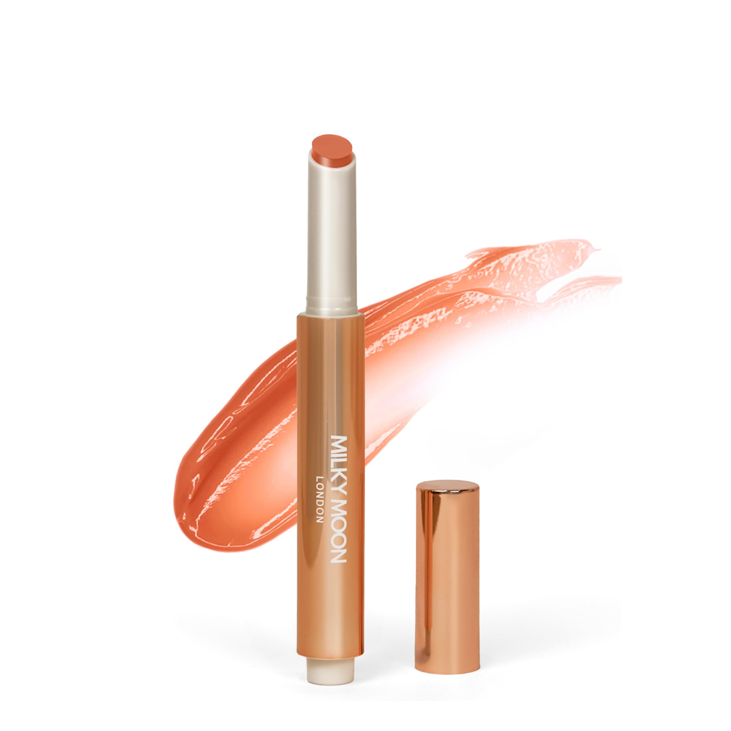 Milky Moon London Tinted Lip Balm, Juicy and Vegan Lip Gloss Stick with Squalane for Moisturised & Glossy Finish