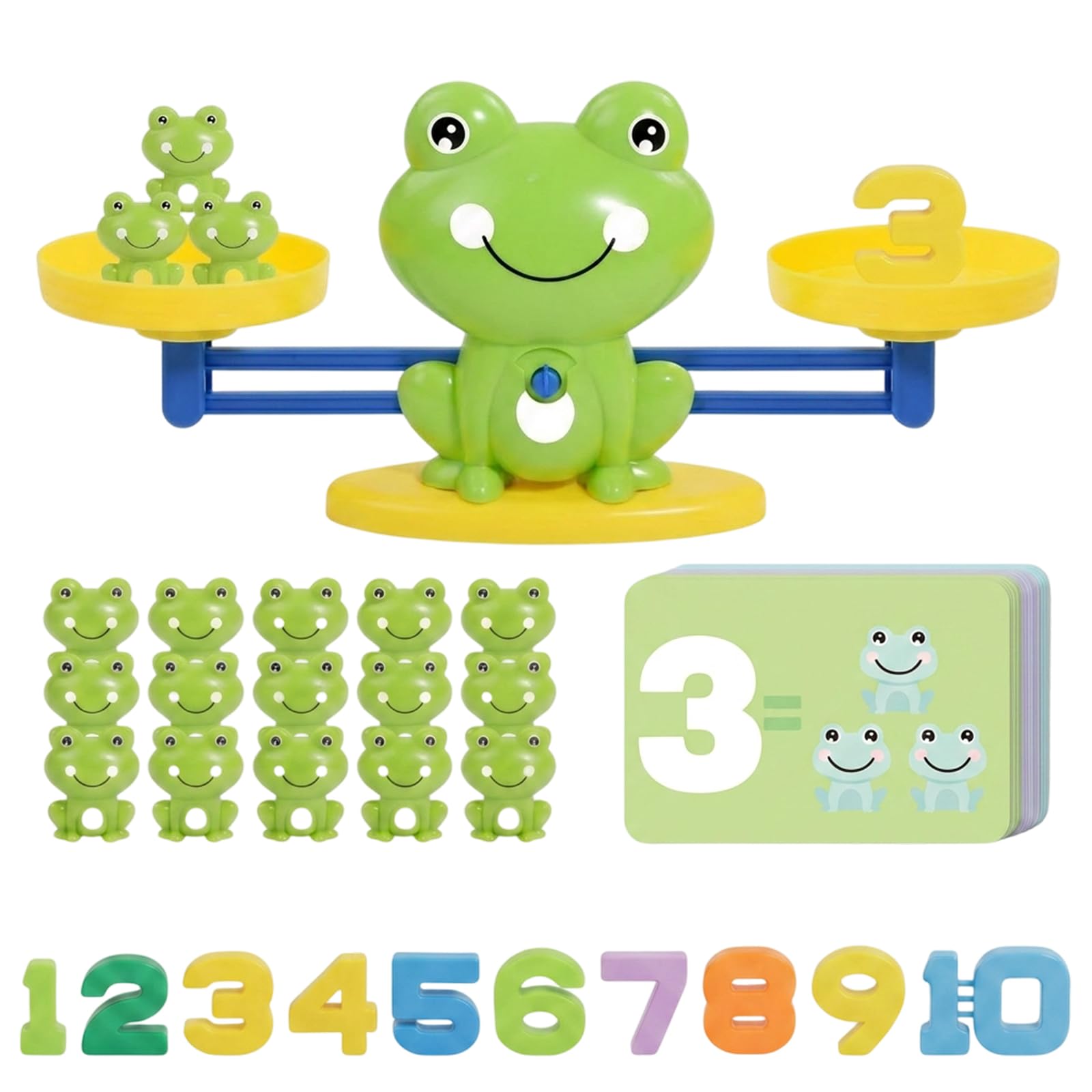 XLTXWD 70PCS Frog Count, Interactive Educational Play Sets, Counting Numbers with Frog Balance Scale, 30 Frogs 10 Numbers 30 Cards Set for Early Learning