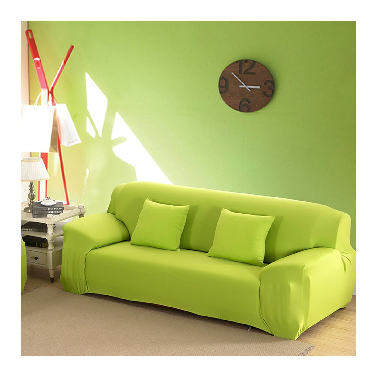 Housse de canapé 2 places extensible vert clair 145-185cm pour salon moderne