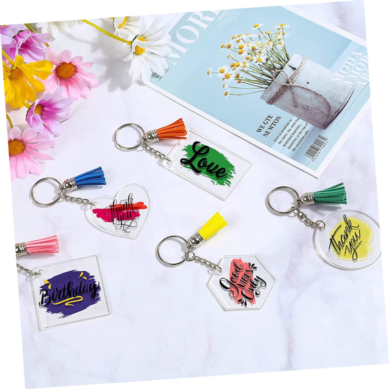 Amazon.co.jp: AUTSUPPL アクリルブランクキーチェーン 透明 