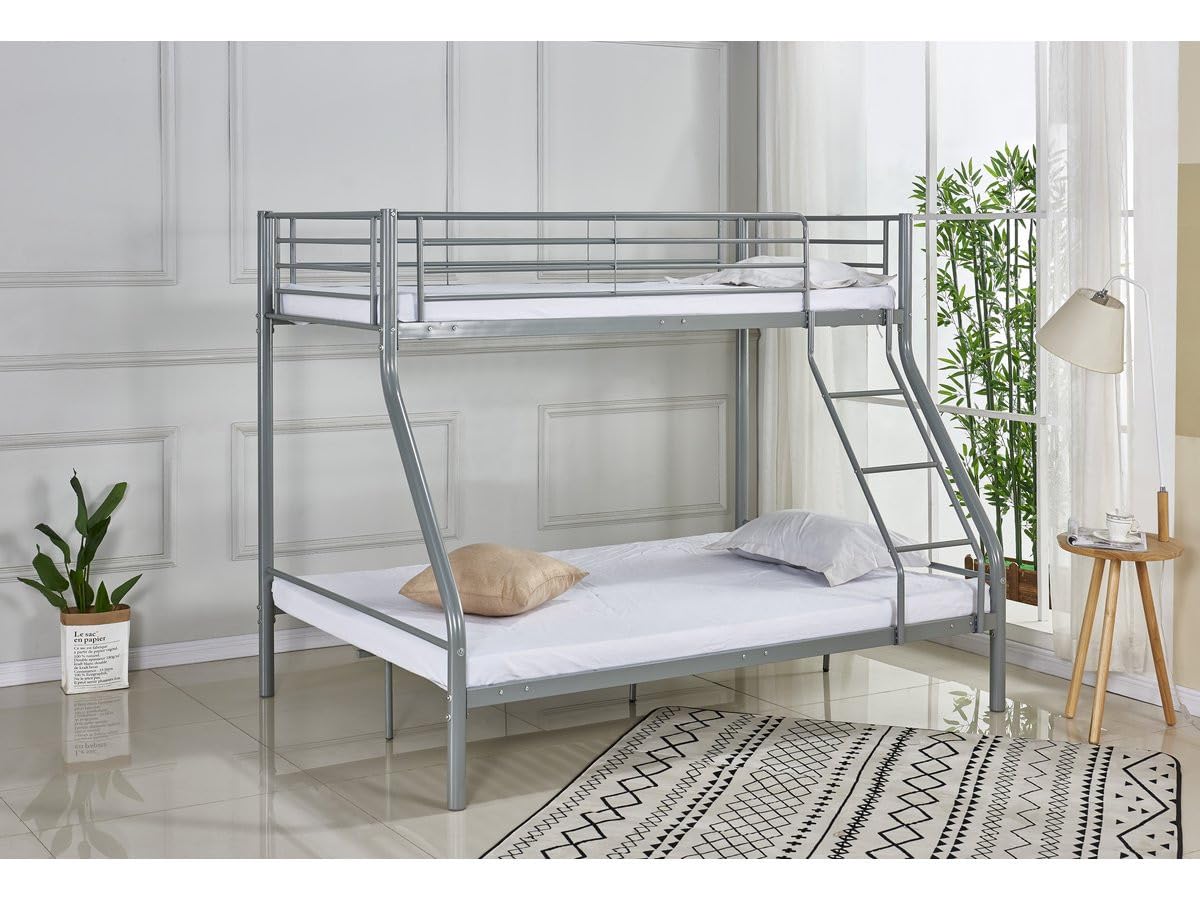 Habitat et Jardin Lit superposé en métal Leo Incl. Sommier - 90/140 x 190 cm - Gris