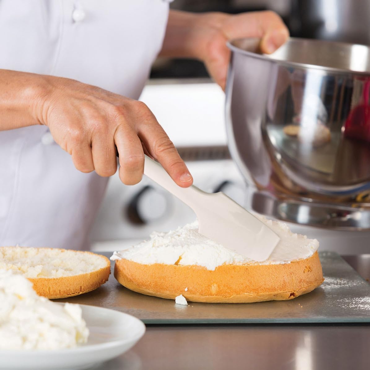 White Silicone Cake Spatula for Bowl Scraping and Icing
