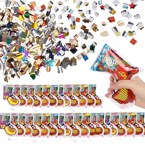 Moorle Juego de 30 cañones de confeti para fiestas, confeti, pistola de confeti, pistola de confeti, pistola de confeti, para cumpleaños, bodas y fiestas (30 unidades)
