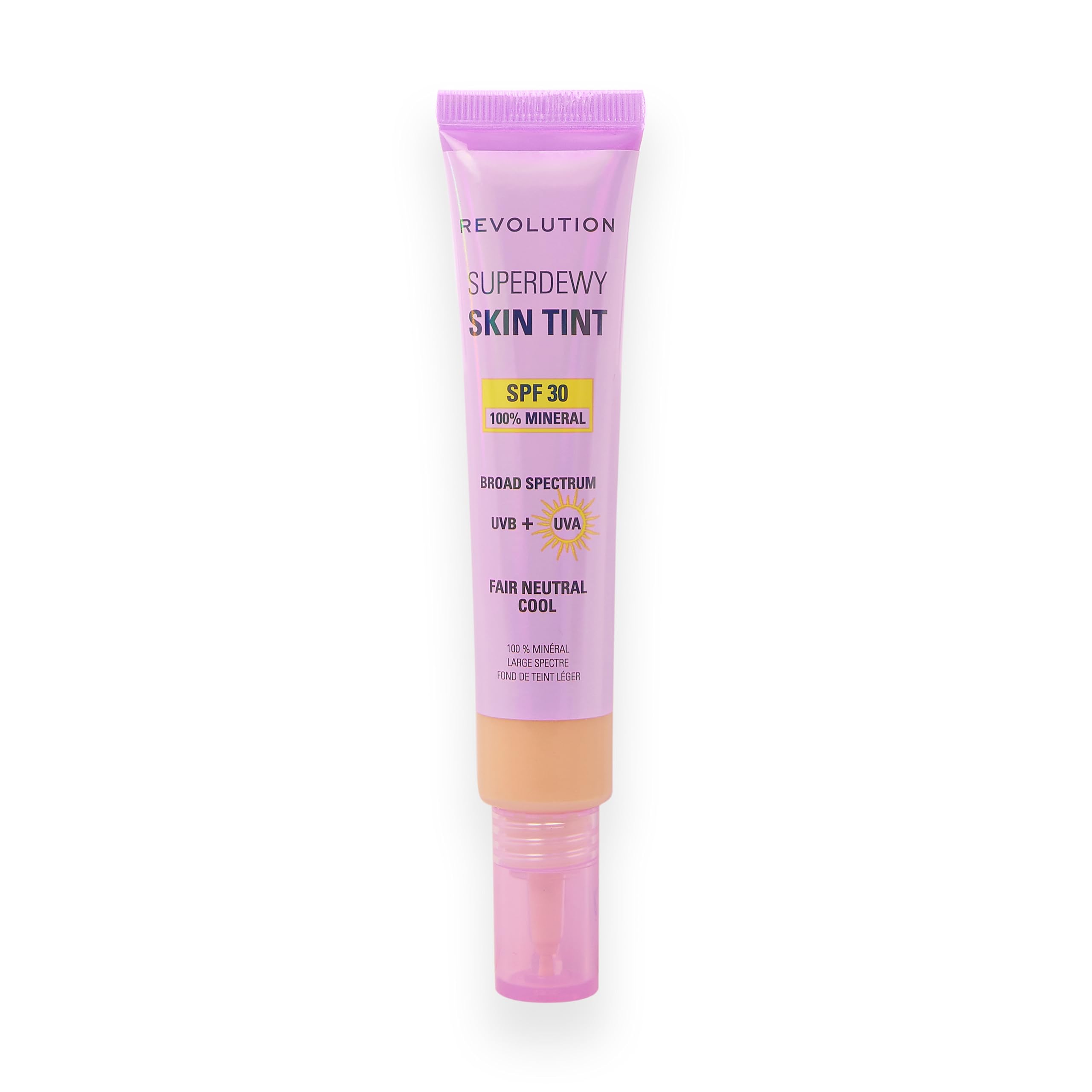 Revolution Superdewy SPF30 Skin Tint, Suitable for Sensitive & Acne-Prone Skin, Lightweight Buildable Formula, Vegan & Cruelty-Free, Fair Neutral Cool, 28ml