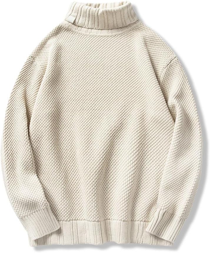 [Snughom] 秋冬セーター メンズ 高領デザイン ヴィンテージ風 綿混紡 ゆったりフィット 防寒仕様 カジュアルニット リ 日