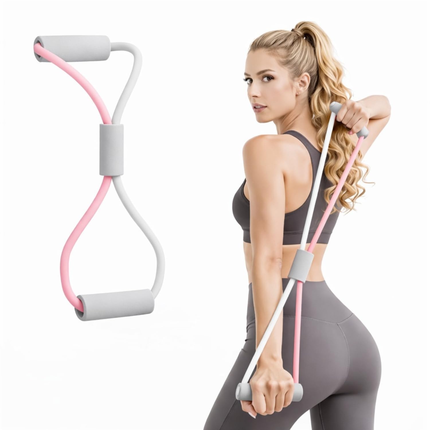 RASOIWARE Figure 8 Fitness Resistance Band, Arm|Back Training Elastic Ropes Shoulder Stretch Bands Exercise Equipment for Physical Therapy,Yoga,Pilates, Stretching (1)-image-10