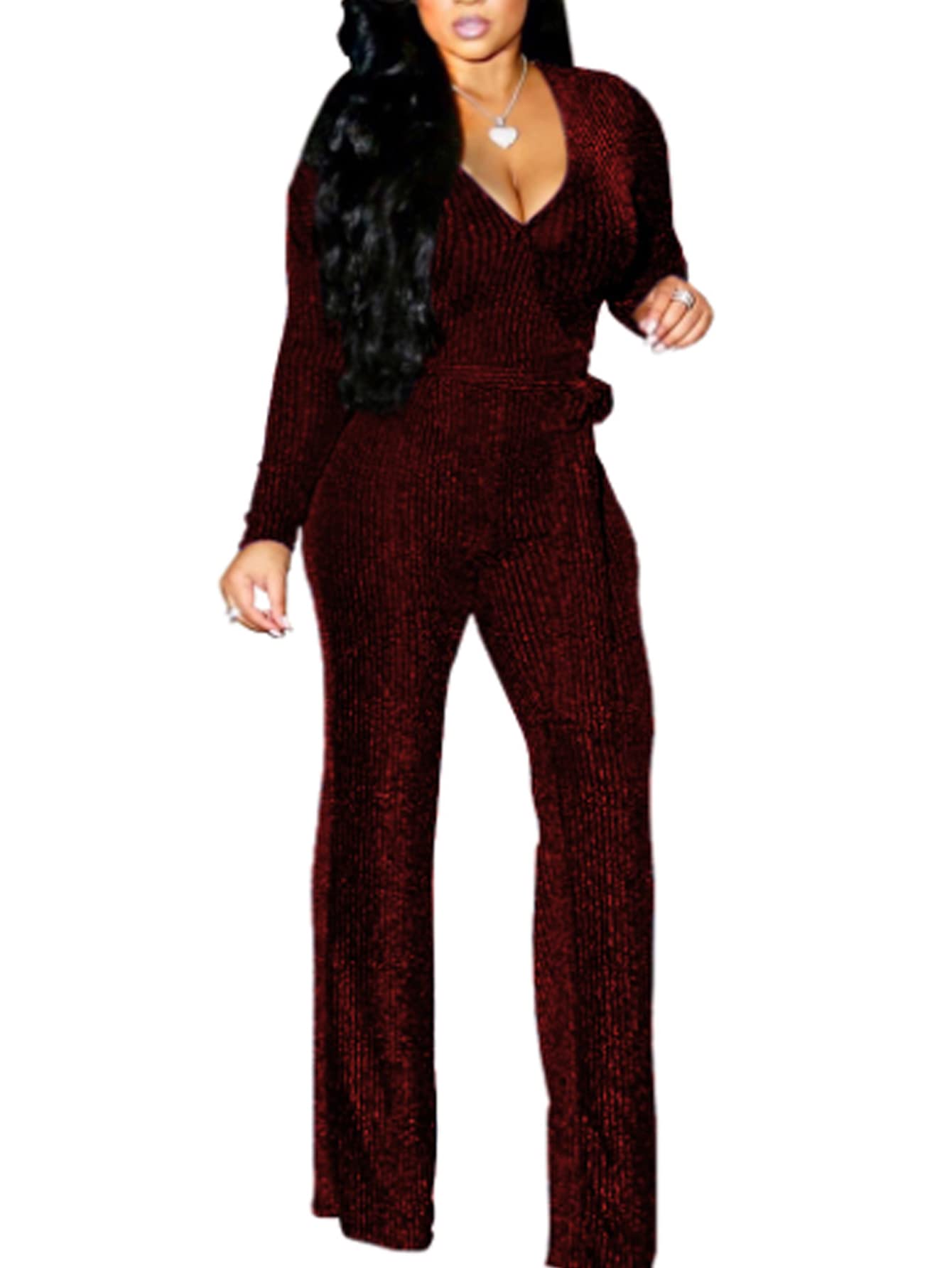 Womens Jumpsuits Elegant Plus Size Sexy Long Sleeve Party Clubwear