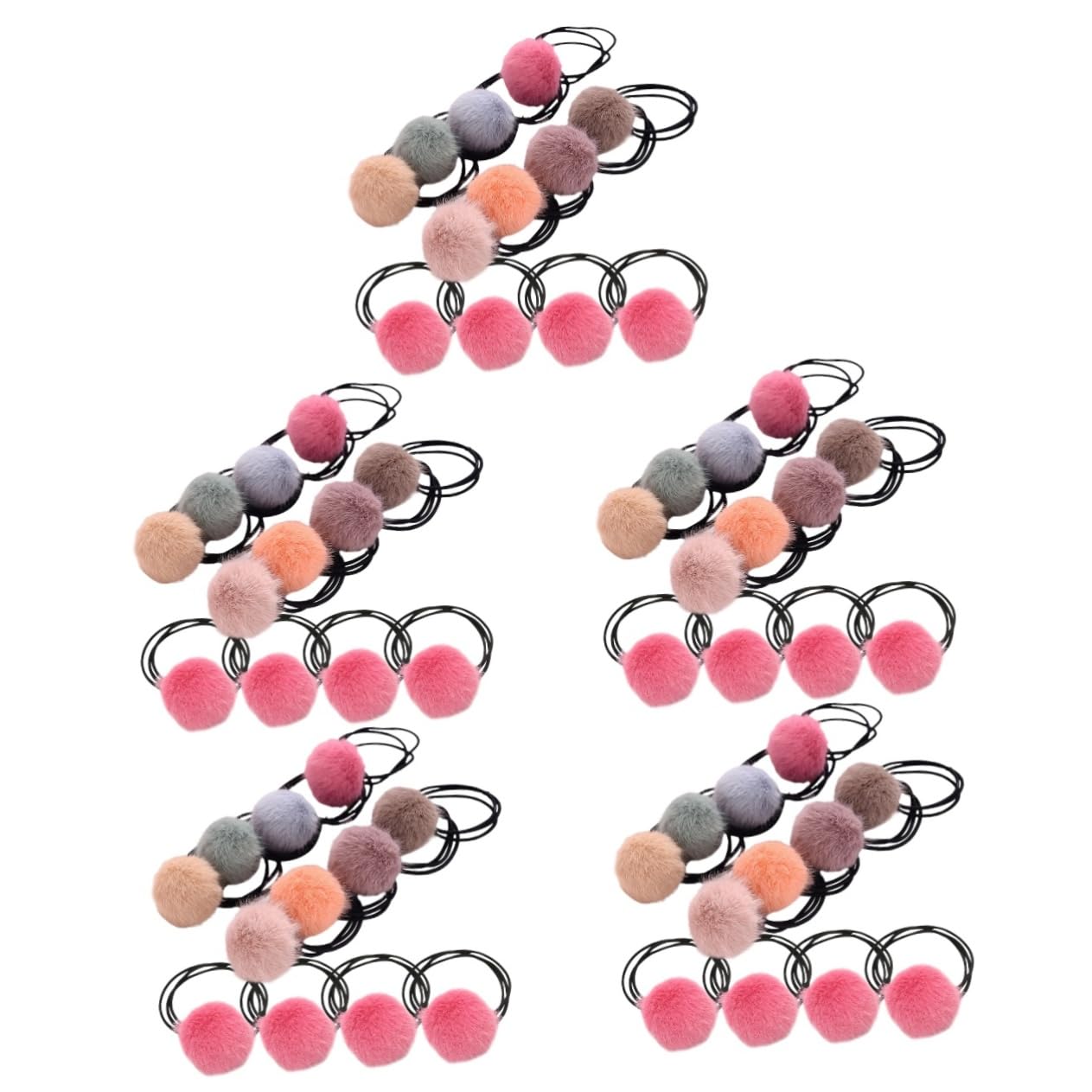 Beavorty 60piezas Scrunchies De Pelo De Pompón De Peluche Bandas De Cabello Elásticas Para Niñas y Mujeres Accesorios Coloridos Para Coletas