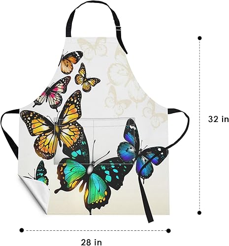Miniatura 2 de Britimes Delantal de acuarela con diseño de mariposa, diseño de flores, para el hogar, cocina, horneado, jardinería, para mujeres y hombres, con