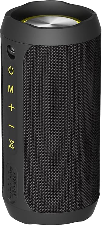 EDUPLINK Bluetooth Speaker, Portable Wireless Speakers, Waterproof IPX7 Speaker, TWS Pairing Stereo, Long Playtime for Home, Travel (Black Waterproof Speaker)