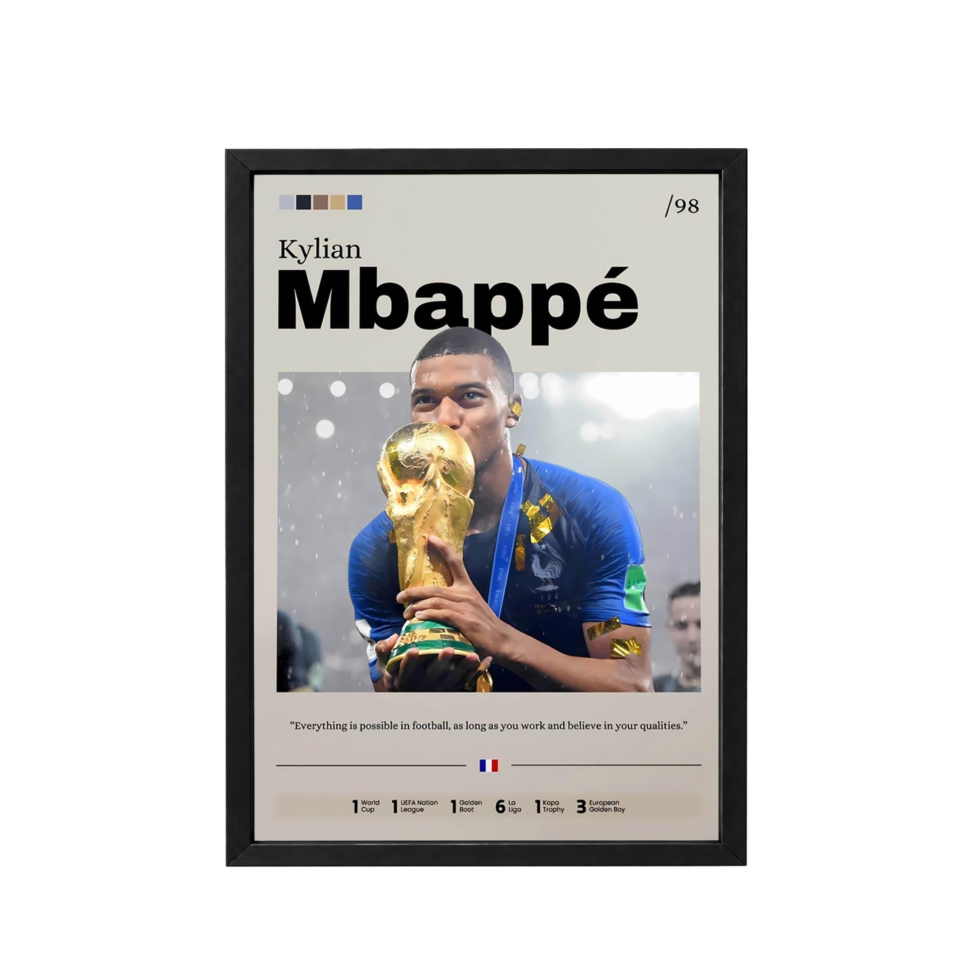Kylian Mbappe Football Poster - Framed Wall Art -1