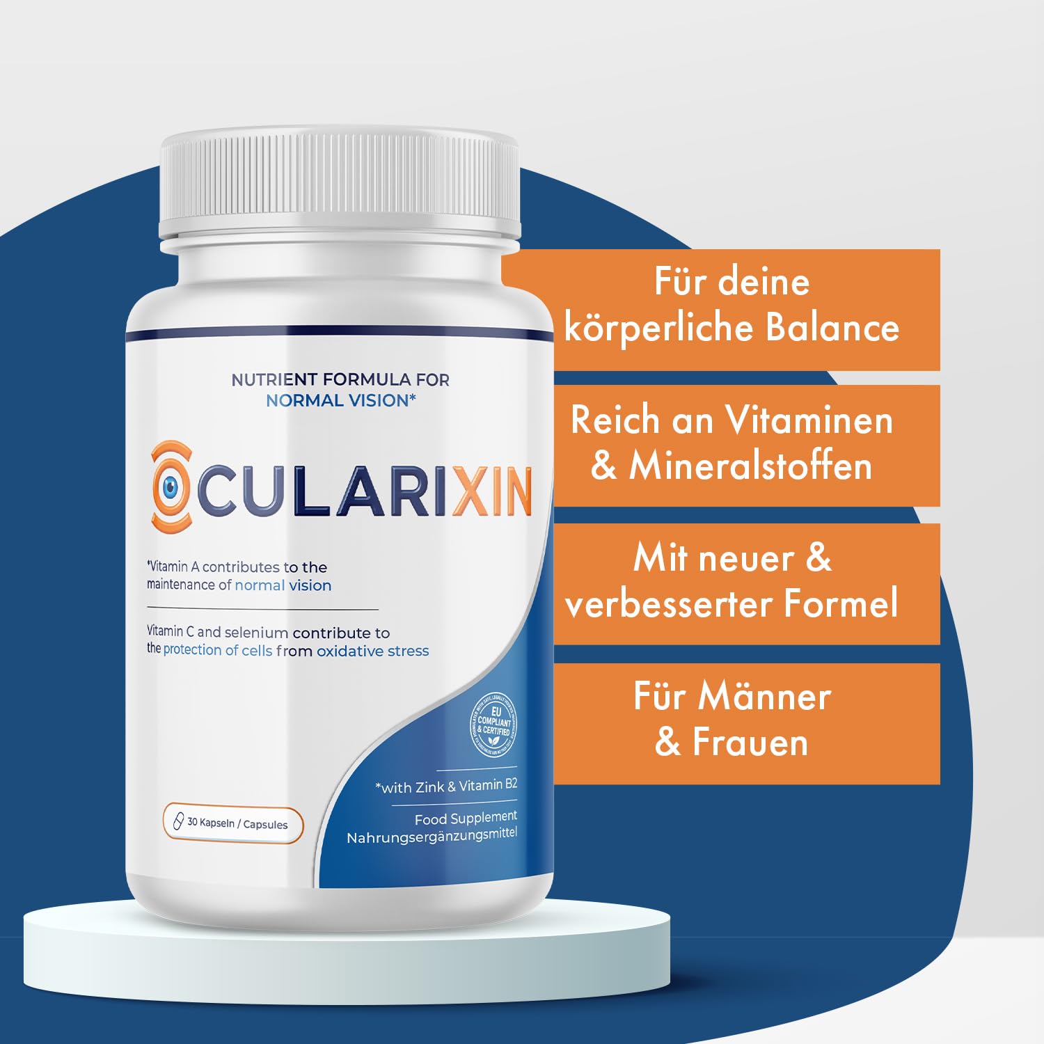 Ocularixin Kapseln | Für deine tägliche Balance | Mit Lutein, Vitaminen & Pflanzenextrakten | 1x30 Kapseln