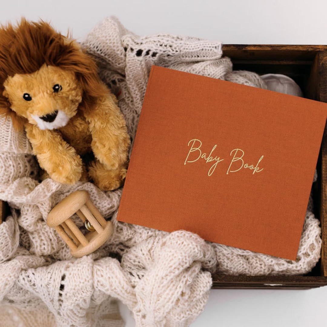 Baby Book Keepsake Rust-Minimalist Baby Memory Book per ragazza o ragazzo Album fotografici per bambini Libri per neonati per i nuovi genitori Ricordi e diari per bambini per la prima volta