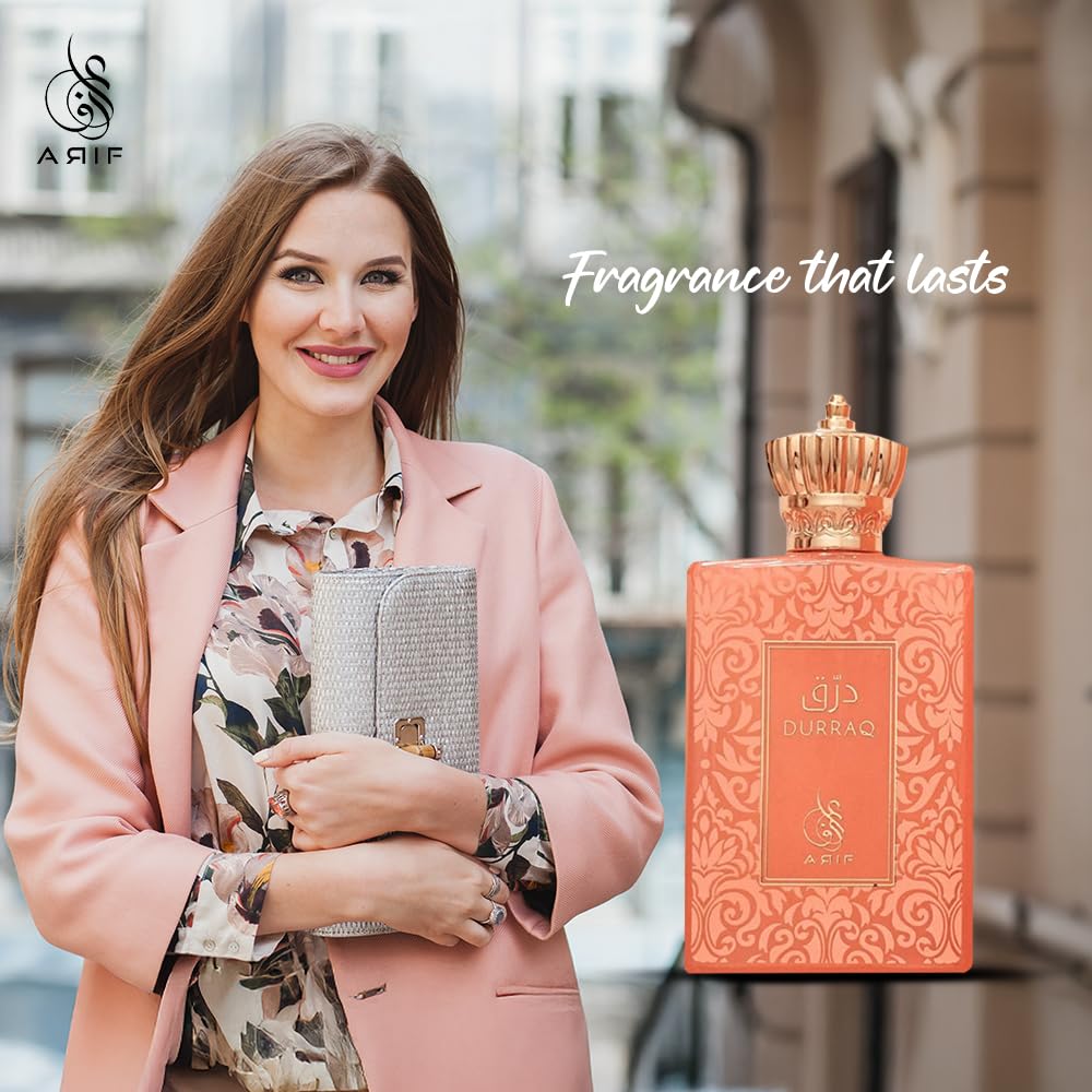 ARIF Durraq Perfumes – Floral Oriental Eau de Parfum for Women – Long-Lasting, Saffron, Plum, Orange Blossom, Neroli, Patchouli, Musk – Luxury Women's Fragrance – 3.4 oz - Image 4