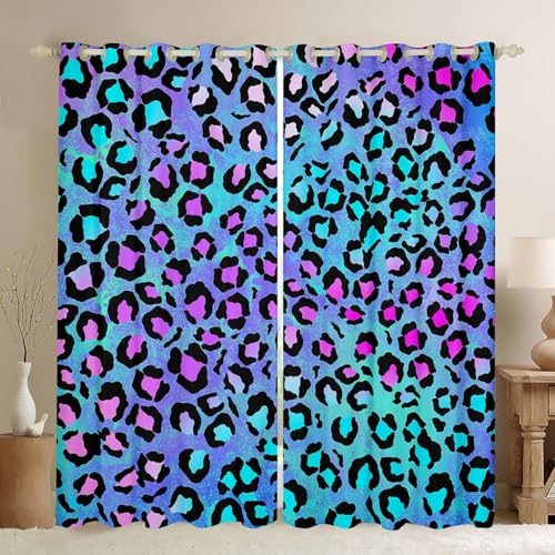 Rideaux léopard abstrait rose violet 132x243cm drapé élégant - 2