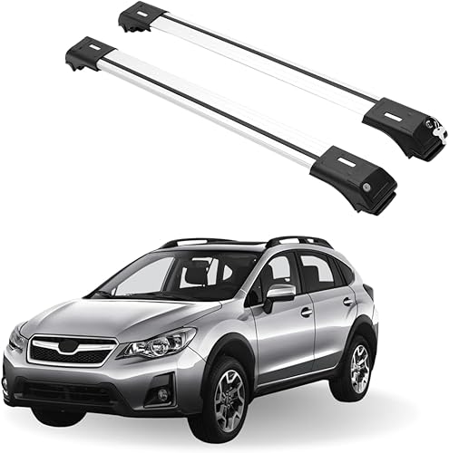 Miniatura 9 de Barras transversales de techo para Subaru XV Crosstrek 2013-2017  Barras transversales de aluminio con bloqueo antirrobo para techo  Compatible con