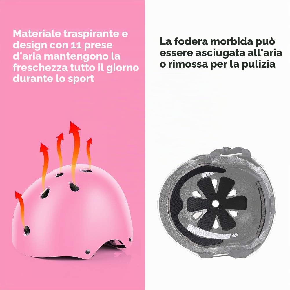 Wayin Casco Bici Protezioni Set per Bambini Regolabile Gomitiere Polso Ginocchiere Skateboard Pattini Bicicletta