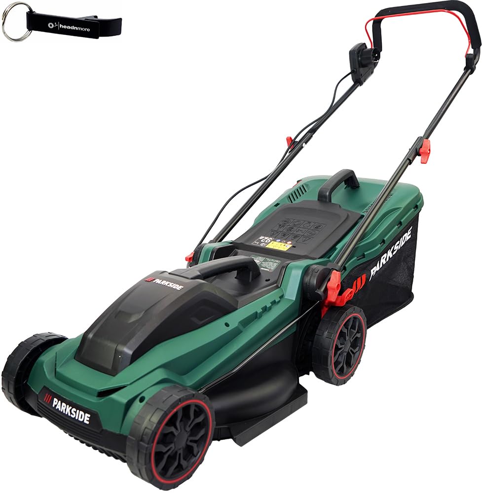 HEADNMORE® Bundle Parkside® - Cortacésped eléctrico PERM 1500 + llavero HEADNMORE®