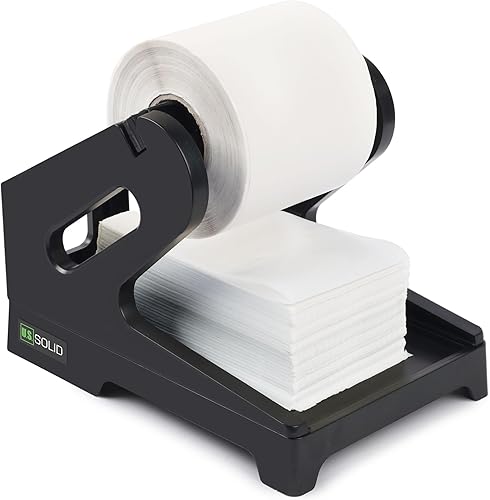 U.S. Solid Soporte de etiquetas para rollos y etiquetas de envío plegadas en ventilador, soporte de rollo de etiquetas 2 en 1, funciona con