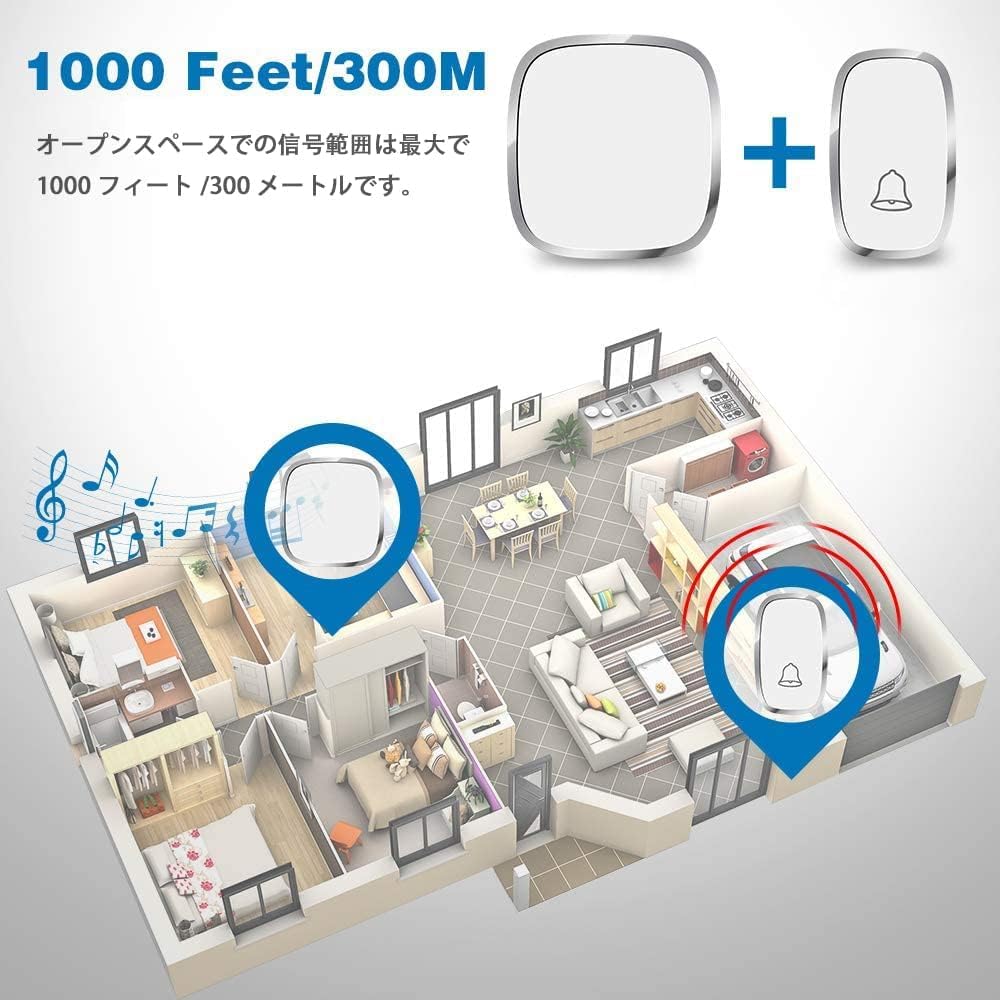 Amazon.co.jp: ワイヤレスチャイム 玄関チャイム インターホン