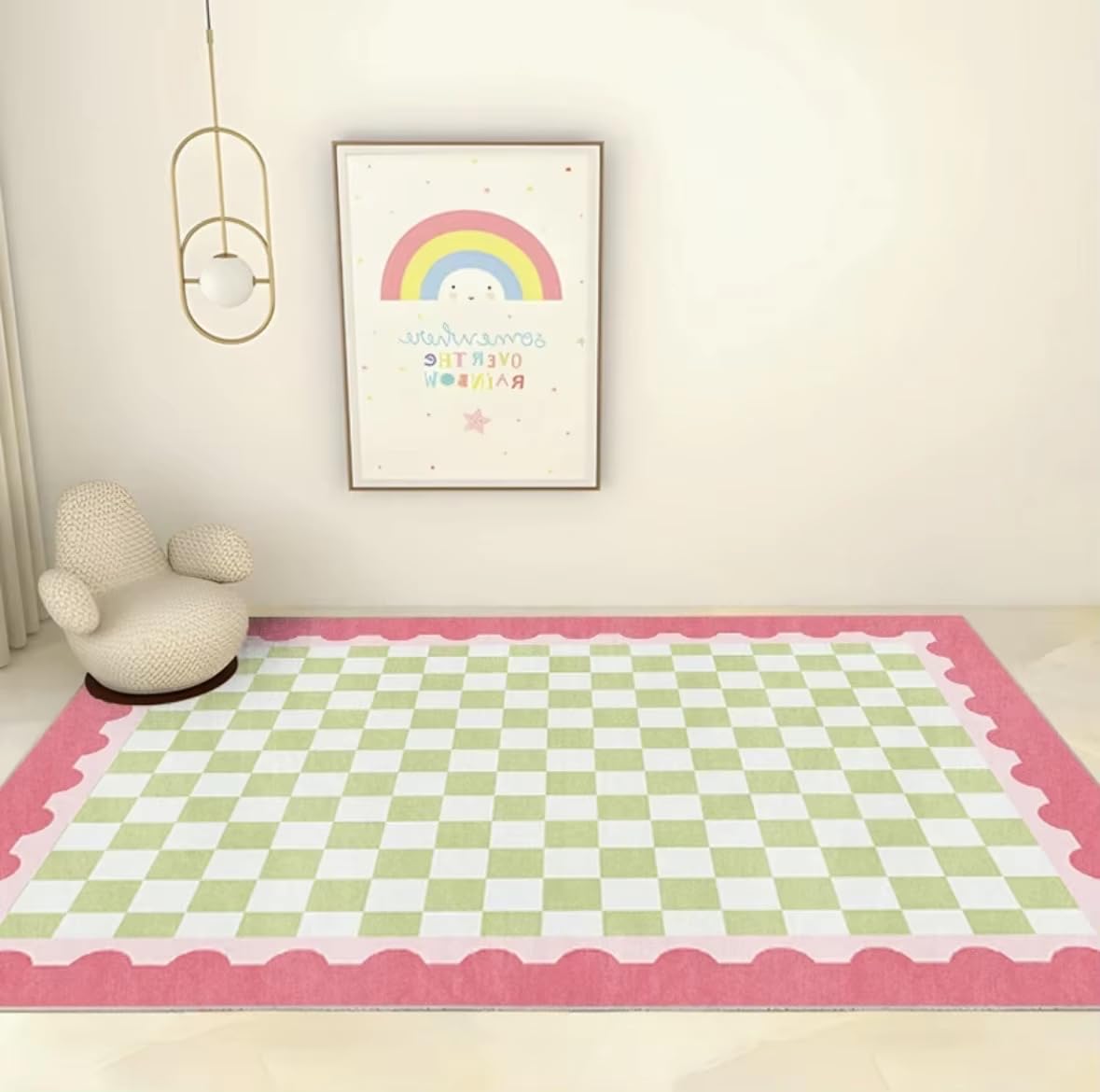 Tapis enfant imperméable style tatami au chevet du lit fille