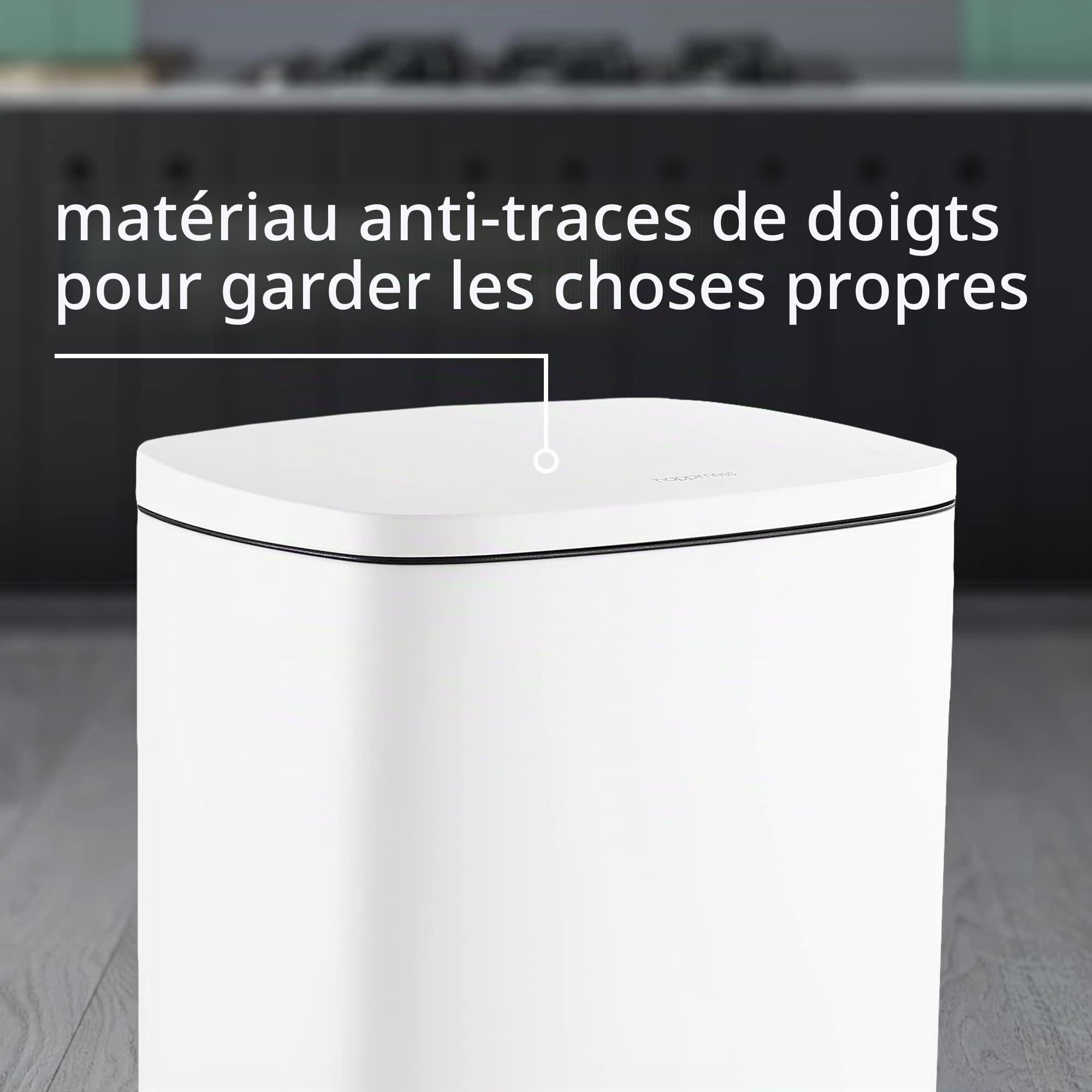 happimess HPM1006C Mini poubelle en acier à pédale gratuite Fermeture du couvercle en douceur, Poubelle pour Maison, Bureau, Cuisine, Grand : 50 litres, Petit : 5 litres, Blanc