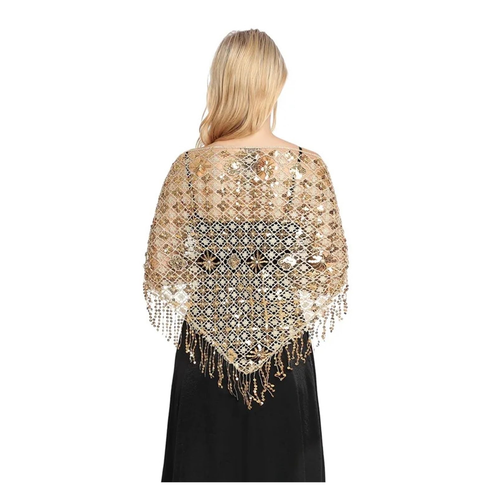 Chal de lentejuelas brillantes Chales elegantes de lentejuelas triangulares for mujer, Boleros for dama honor nupcial, capas, vestidos noche for banquete, chal fiesta