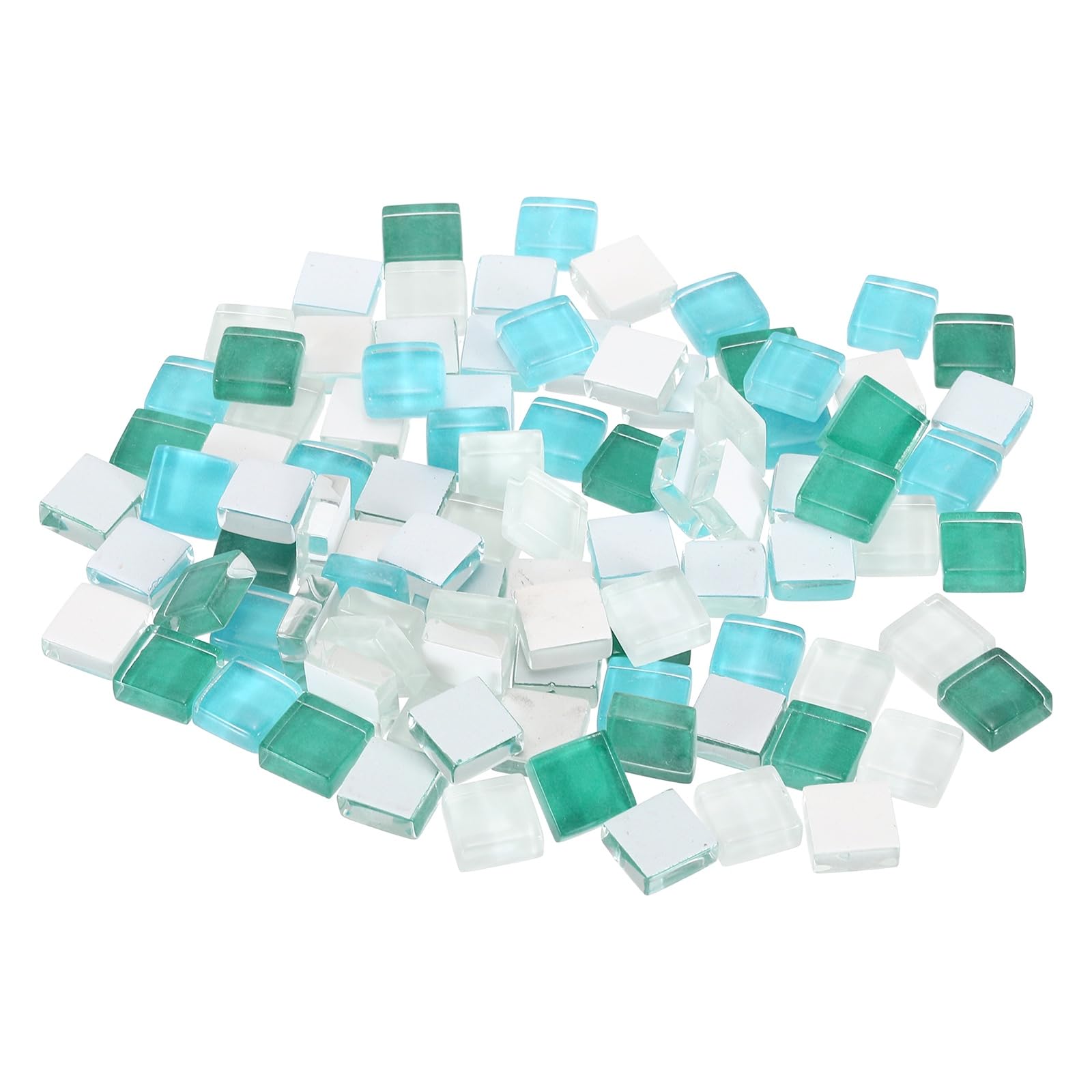 sourcing map Mosaic Tiles, 1 x 1cm Micro Glass Tiny Mini Mosaic Tile DIY Hobbies Handmade Crystal Free Stone Craft Material Creativity (Lake Blue Series Pack of 110)