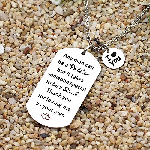 Jqfen Stepdad Father Necklace Gift,Any Man Can Be A Father Thank You Loving Me As Your Own,Father's Day Dad Birthday Christmas Keyring #TOP4