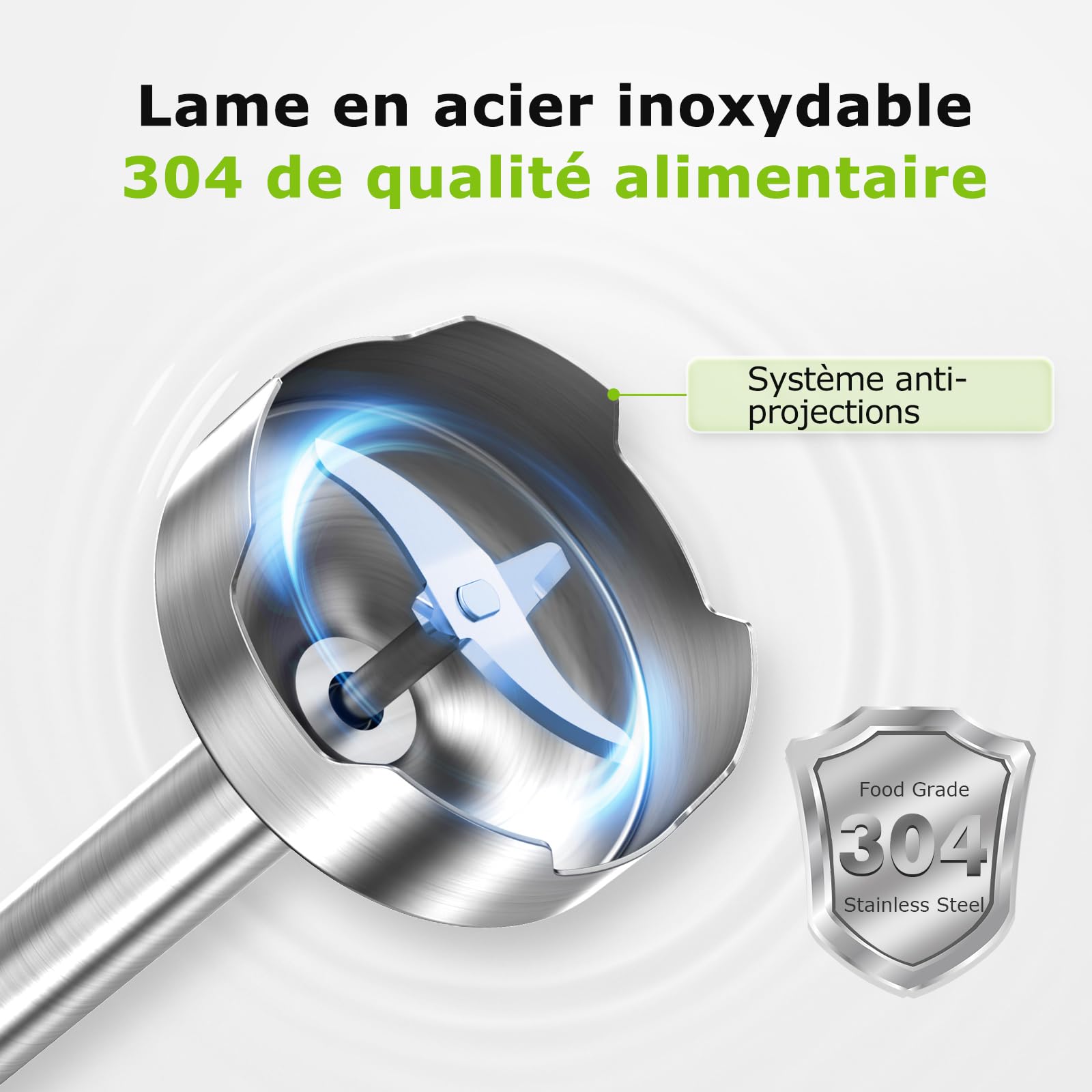 Bonsenkitchen Mixeur Plongeant 4-en-1, 1000W Inox avec 12 Vitesses et Fonction Turbo, Fouet, Verre Doseur 700ml, Hachoir – Idéal pour Aliments Bébé, Soupes & Smoothies