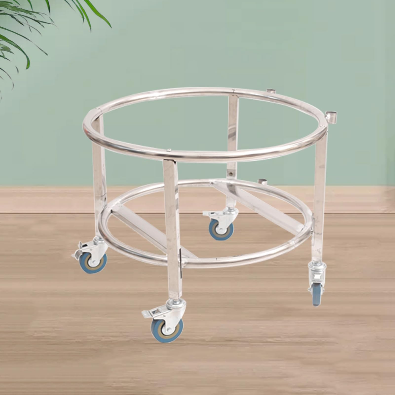 Estante para ollas de Acero Inoxidable Resistente con Ruedas - Soporte móvil para bombonas de Gas y Cubos de Almacenamiento, Cubos de Leche (55x55x51cm) - Organizador Duradero